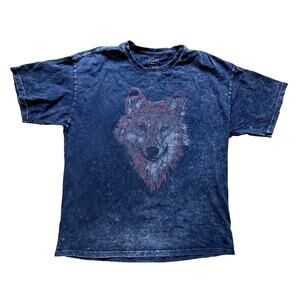 Cleo + Wolf Nature T Shirt Relaxed Fit Sz. Small Black Wolf Graphic
